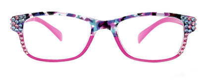 Olivia, (Bling) Women Reading Glasses Adorned W (Rose, Aquamarine) Genuine European Crystals. (Pink, Blue Tortoise Grey)  NY fifth avenue