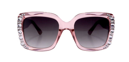 Minnie, (Bling) Women Sunglasses W (Hematite) Genuine European Crystals  100% UV Protection, Polka dot Translucent Clear, NY Fifth Avenue.