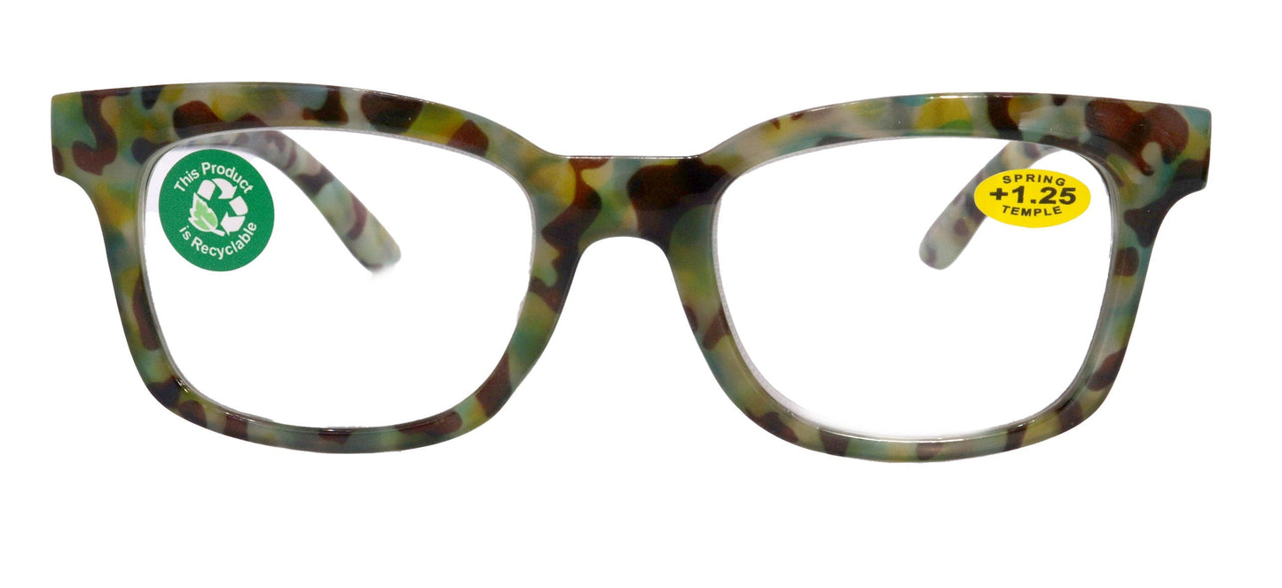 Premium Reading Glasses High End Reading Glass +1.25 to +3 magnifying glasses, Square. optical Frames