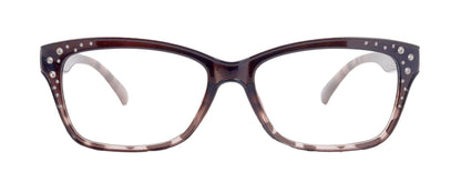 Miriam (Premium) Reading Glasses, High End Readers, Magnifying Glasses (Square) Women Rhinestone bling (Brown) NY Fifth Avenue