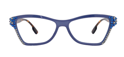 Avian, (Bling) Women Reading Glasses w (Blue n Black Diamond) Genuine European Crystals, Magnifying Cat Eye (Green) NY Fifth Avenue