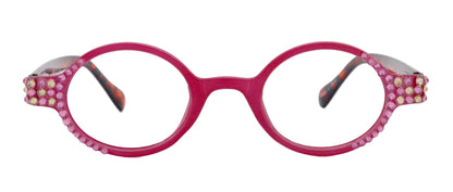 Bling Women Reading Glasses Rose W light Colorado Genuine European Crystals, Round  (rose) Tortoiseshell. NY Fifth Avenue