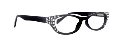 Sophia, Bling Cat Eyes, Women Reading Glasses W (A B) Genuine European Crystals ( Black)  NY Fifth Avenue.