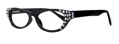 Sophia, Bling Cat Eyes, Women Reading Glasses W (A B) Genuine European Crystals ( Black)  NY Fifth Avenue.