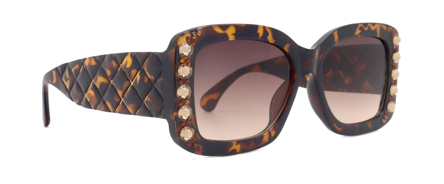 Tokyo, (Bling) Large Women Reading Glasses (Brown)  (SV , Line Bifocal, Sun Readers, No Line Bifocals Progressive)