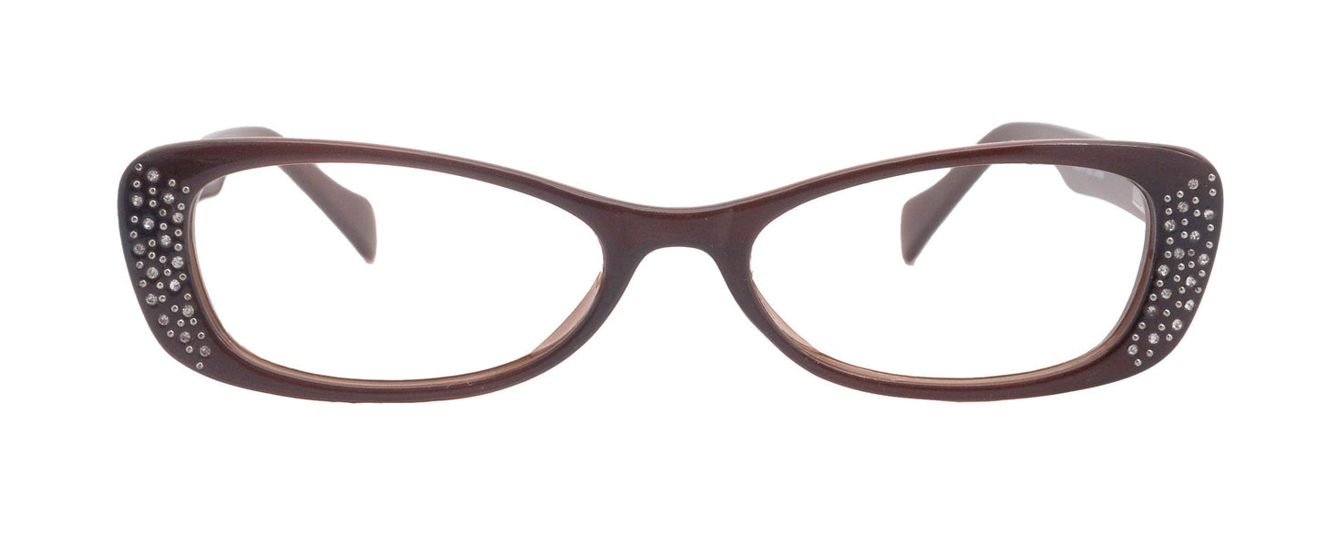 Premium Reading Glasses High End Reading Glass,  Small Frame Brown  +1.25 to +3.00 magnifying glasses, Cat Eye. optical Frames