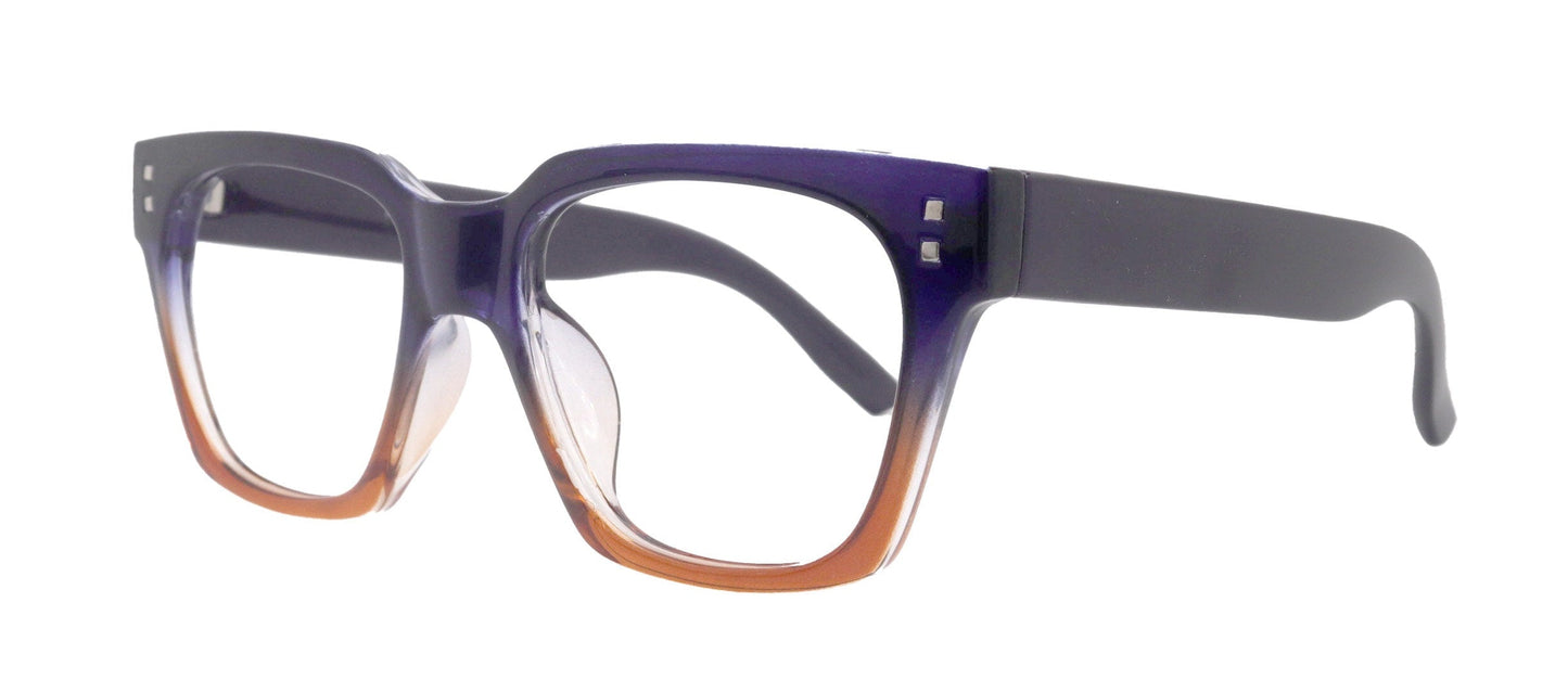 Ravello Line Bifocal Premium Reading Glasses, High-End Readers +1.25 to +3.50 Magnifying, Fashion Square (Blue, Orange) NY Fifth Avenue