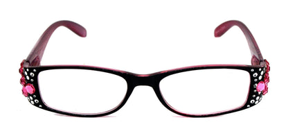 Merkel, The Diamond Crystal Shape, Bling Women Reading Glasses, Adorned w Fuchsia Genuine European Crystals +1.50 to +3. NY Fifth Avenue.