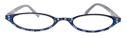 The Marvelous, (Bling) Women Reading Glasses W (Full Bottom) (Blue Multi) Genuine European Crystals  +1.50..+2.75 (Black)   NY Fifth Avenue