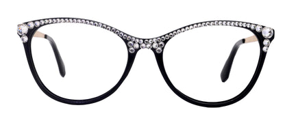 Cattitude Bling Reading Glasses 4 Women W Clear on Top Genuine European Crystals, Magnifying Cat Eye  NY Fifth Avenue