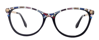Cattitude Bling Reading Glasses 4 Women W Multi Color Genuine European Crystals, Magnifying Cat Eye  NY Fifth Avenue