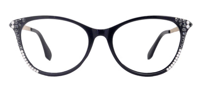Cattitude Bling Reading Glasses 4 Women W Hematite N Clear Genuine European Crystals, 1.00 to 4.00 Magnifying Cat Eye  NY Fifth Avenue