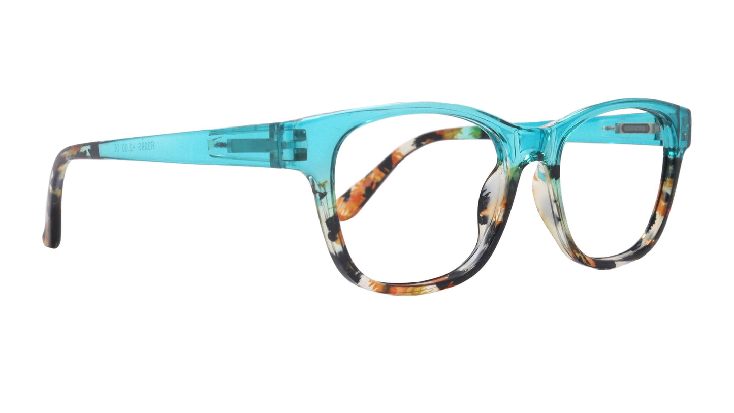 Dominique (Premium) Women Reading Glasses, High End Reader, Magnifying, Square Style (Green Tortoise Brown) Optical Frame. NY Fifth Avenue