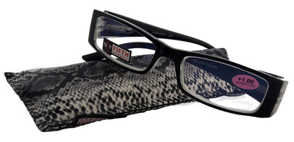 The French (Fleur De  Lis) Bayonetta-style, Black rectangular High-End Women Reading Glasses Spring temple  Optical Frame  NY Fifth Avenue