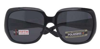Polarized Women Sunglasses, 1.1mm Polarized Grey Lenses, 100% UVA UVB Protection (Black, Square)  NY Fifth Avenue
