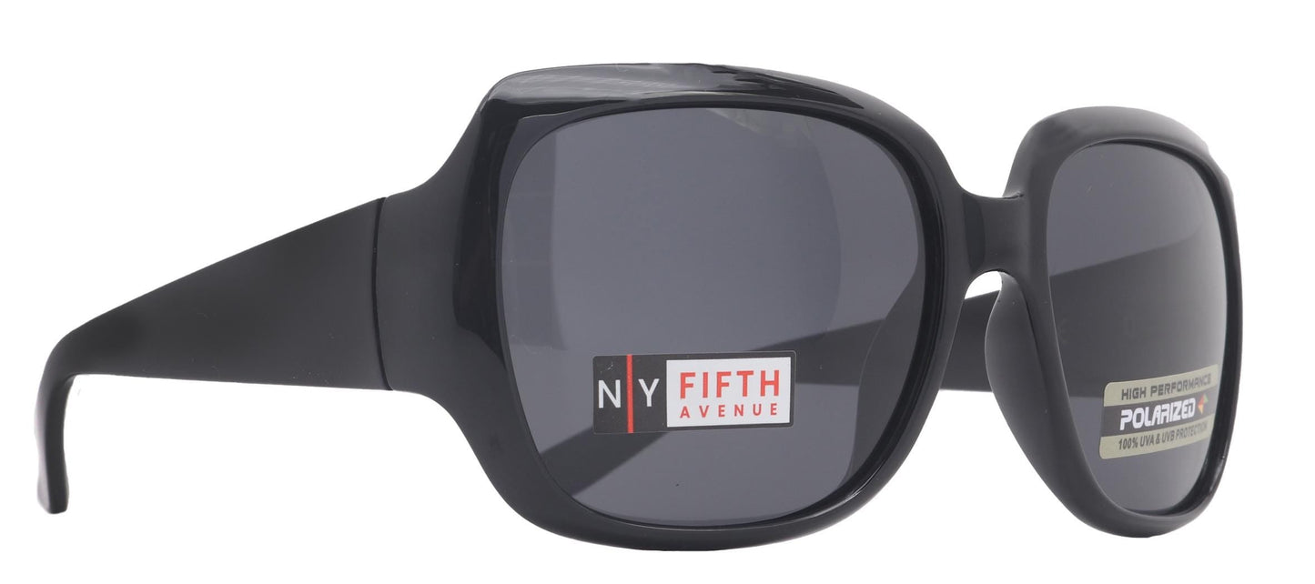 Polarized Women Sunglasses, 1.1mm Polarized Grey Lenses, 100% UVA UVB Protection (Black, Square)  NY Fifth Avenue