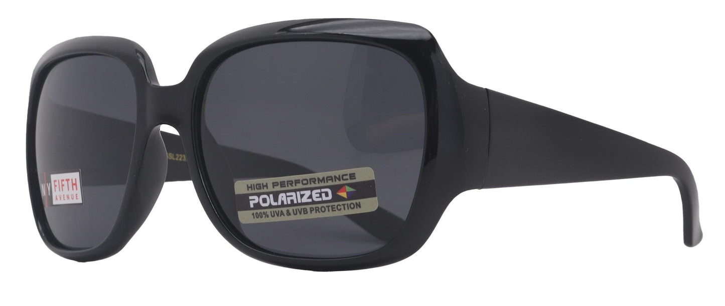 Polarized Women Sunglasses, 1.1mm Polarized Grey Lenses, 100% UVA UVB Protection (Black, Square)  NY Fifth Avenue
