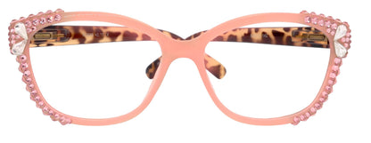 Savannah, (Bling) Women Reading Glasses W (2X line) (Light Rose, Rose, Teardrop)Genuine European Crystals.  (Pink) NY Fifth Avenue.