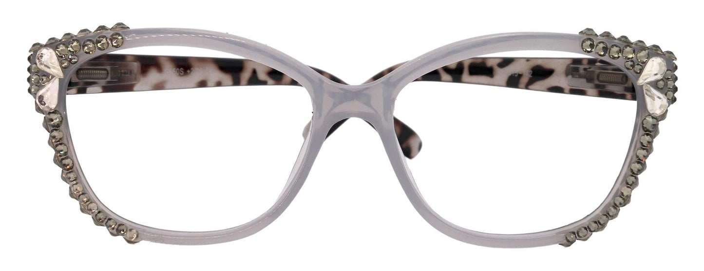 Savannah, (Bling) Women Reading Glasses W (2X line) (Black Diamond, Crystal Teardrop) Genuine European Crystals. NY Fifth Avenue