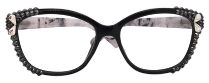 Savannah, (Bling)Women Reading Glasses W (2X line)(Hematite, Teardrop)Genuine European Crystals.(Black,Tortoise shell) NY Fifth Avenue