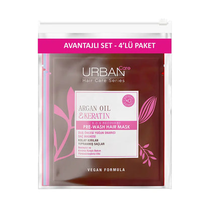 Urban Care Mixed Hair Mask Set with Travel Bag 4-Pack