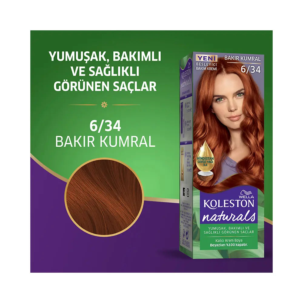 Wella Koleston Naturals 6/34 Copper Light Brown Hair Dye