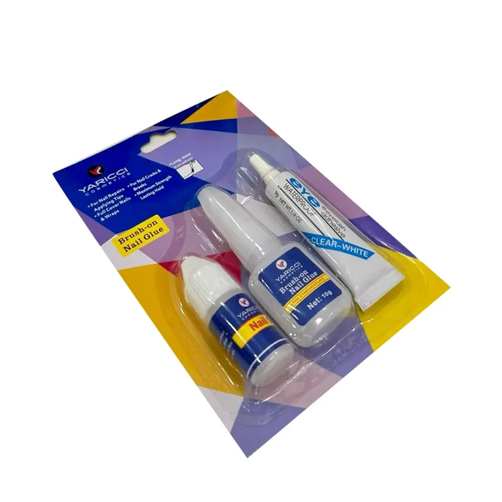 Yaricci 3-Piece Nail Glue Set for False Nails & Tips