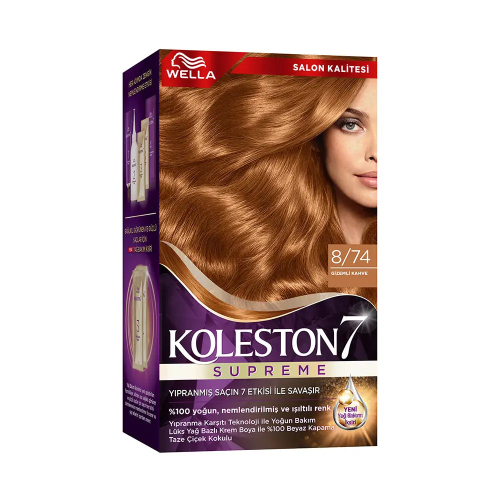 Wella Koleston 8/74 Permanent Hair Color Kit Mysterious Brown