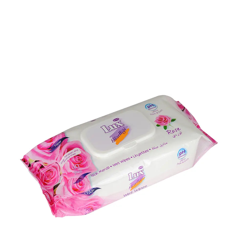 Lux Rose Scented Wet Wipes for Gentle Cleansing 90 Count