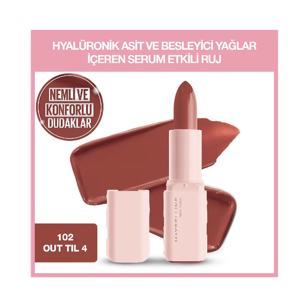 Maybelline New York Satin Lipstick with Hyaluronic Acid 102
