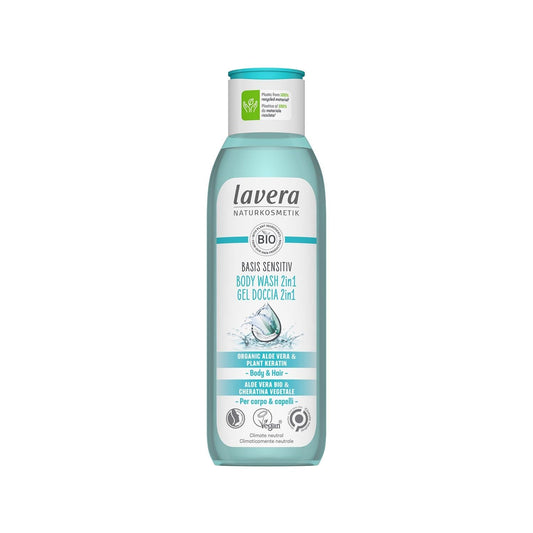 Lavera Basis Sensitiv: 2-in-1 Natural Shower Gel for Sensitive Skin - Organic Body Wash, Mild & Gentle Cleansing (8.45 fl oz)