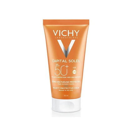 Vichy Capital Soleil SPF50+ Velvety Sunscreen Cream for Normal to Dry Skin - 1.69 fl oz, Paraben-Free, Water-Resistant