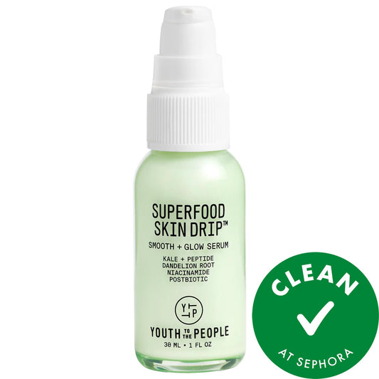 Superfood Skin Drip Smooth + Glow Barrier Serum with Peptides + Niacinamide - Hydrating, Brightening, and Anti-Aging Serum for Dry Skin