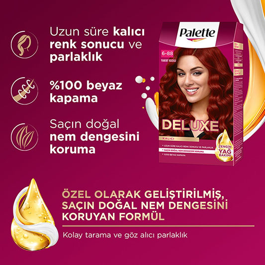 Palette Deluxe Yakut Kızılı Hair Dye - Long-Lasting Rich Ruby Red Hair Color