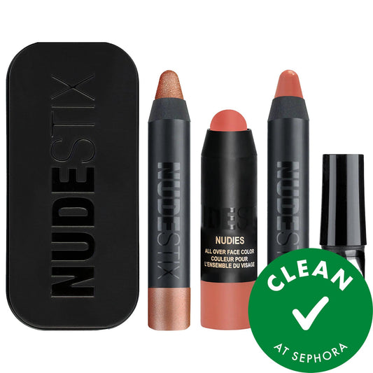 Huda Beauty Sunset Nudes 3-Piece Makeup Set - Vegan, Cruelty-Free, Gluten-Free for Natural Bronzed Glow