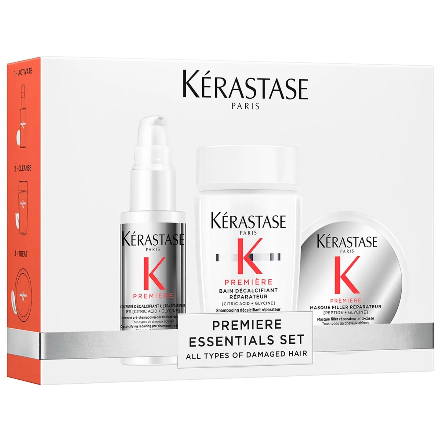 Premi�re Hair Repair Kit for Damaged Hair: Decalcifying, Strengthening, Anti-Breakage Treatment with Citric Acid, Glycine & Peptide, Sulfate-Free