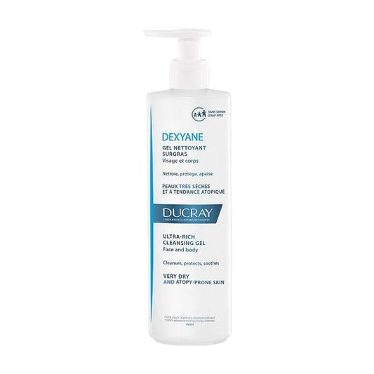 Ducray Dexyane Cleansing Gel: Soothe Irritation & Repair Dry, Atopic Skin (400ml) - Gentle, Hypoallergenic, Fragrance-Free Eczema Relief