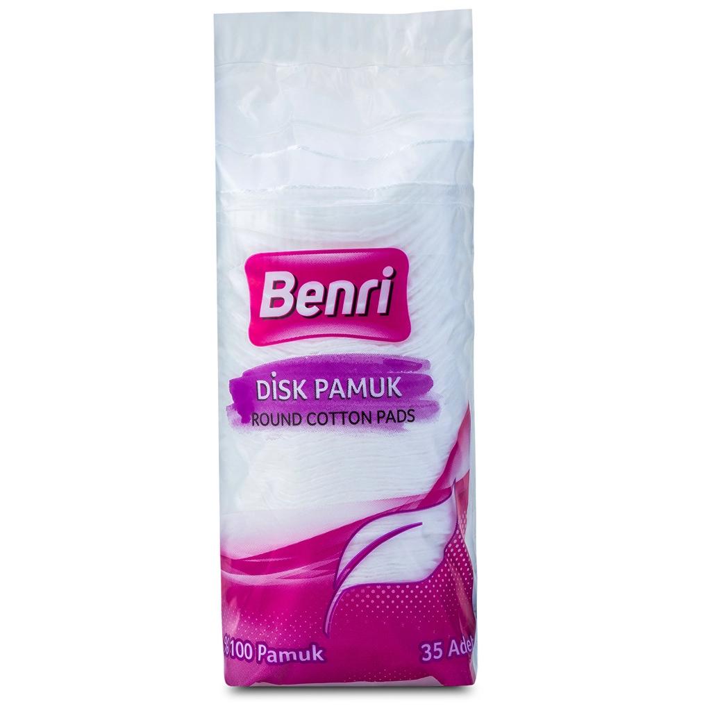Benri Round Cotton Pads for Soft Makeup Removal 35 Count