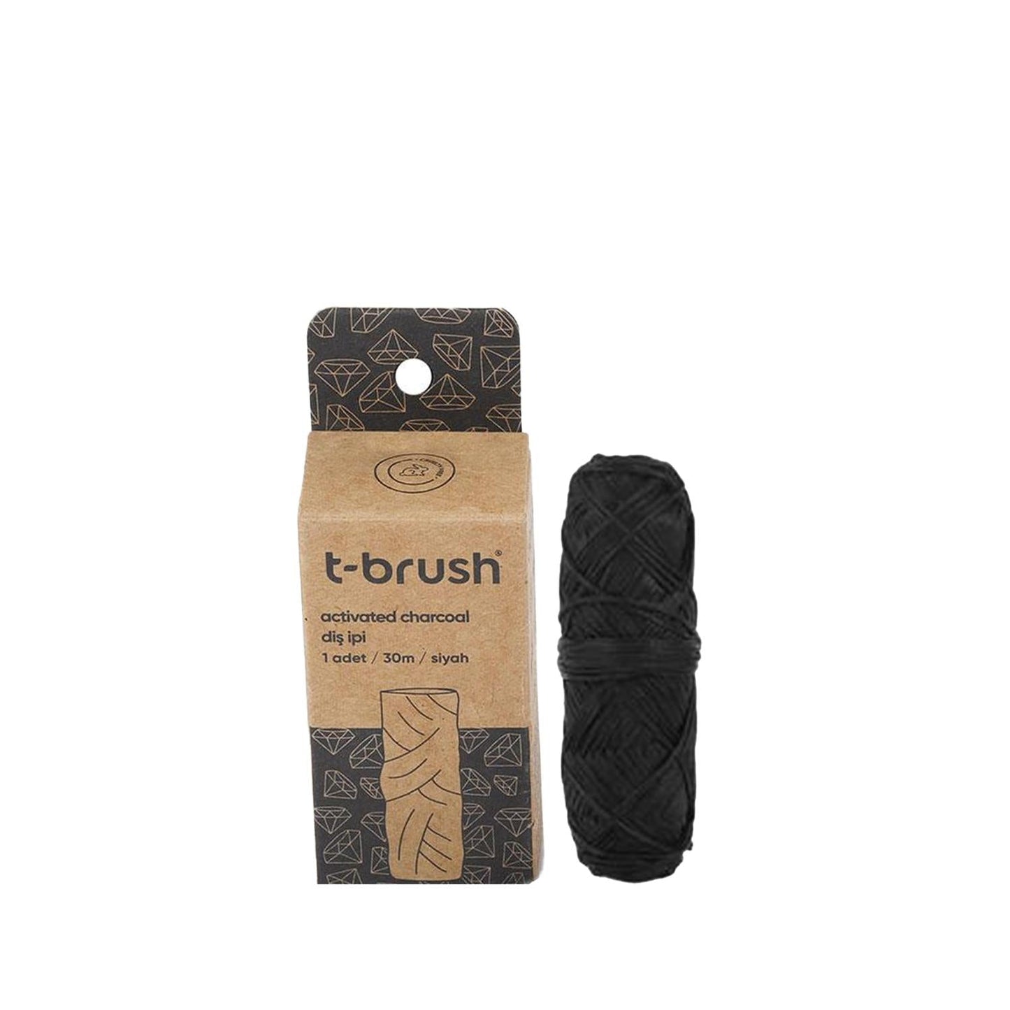 T-Brush Activated Charcoal Dental Floss - 30m Natural Oral Hygiene for Health-Conscious Individuals