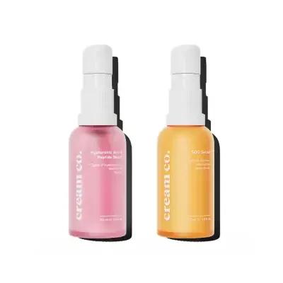 Cream Co. Skincare Serum Set - Hyaluronic Acid & Peptide Duo for Hydration & Anti-Aging
