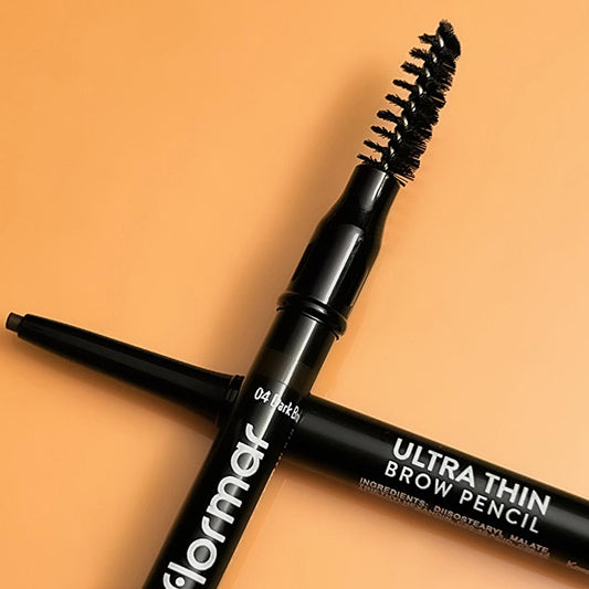 Flormar Ultra Thin Eyebrow Pencil - Waterproof, High Pigment, Built-in Brush for Natural Look