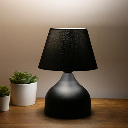 Homing Milano Metal Body Black Fabric Shade Table Lamp - Modern Home Decor Lighting with Adjustable Cord