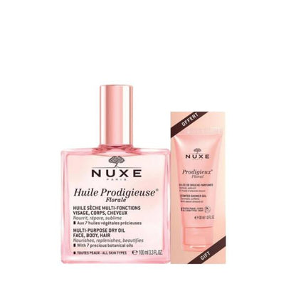 Nuxe Huile Prodigieuse Florale Multi-Purpose Dry Oil & Shower Gel Set - Nourishing Botanical Skincare & Haircare