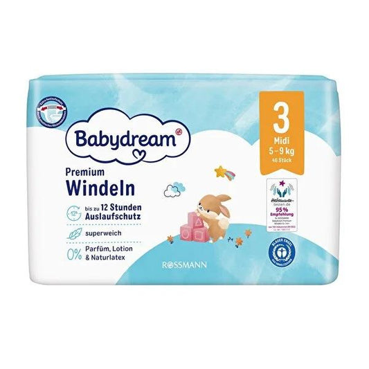 Babydream Baby Diapers Size 3 - 46 Count, High Absorbency, Soft, and Dermatologically Approved