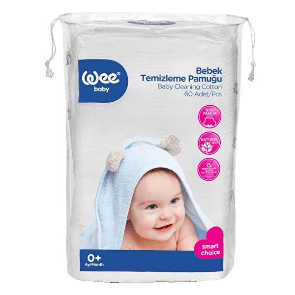Wee Baby Baby Cotton Pads - 60 Count - Gentle, Natural, and Hypoallergenic for Sensitive Skin
