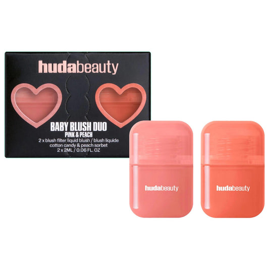 Huda Beauty Mini Baby Blush Duo Set: Vegan, Cruelty-Free Ombre Blush for Airbrushed Finish & Travel
