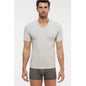 Kom Antonio Men's V-Neck T-Shirt Grey Melange Soft Cotton