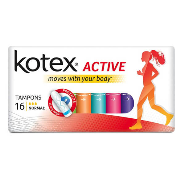 Kotex Active Normal Tampons for Reliable Protection 16-Pack