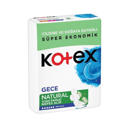 Kotex Natural Ultra Night Pads for Leak Protection 14 Count