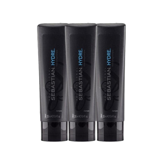 Sebastian Hydre Moisturizing Shampoo - 3 Pack of 250ml - Hydrating Hair Care for Dry Damaged Hair